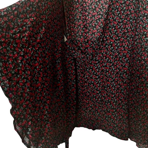 Reformation Brooke Black  Ditzy Floral Print Wrap Mini Dress Size M - Picture 5 of 7